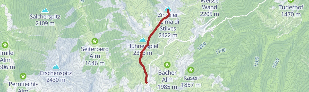 Route map: To the Zinseler summit